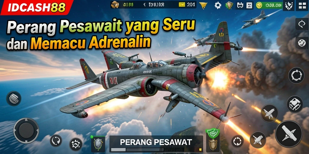 Antarmuka permainan Perang Pesawat yang menarik dan intuitif.