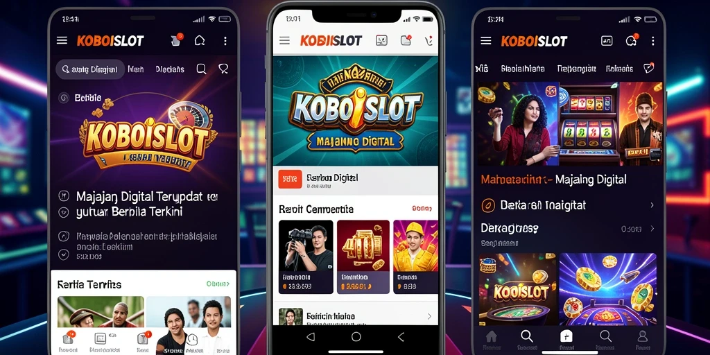 Menampilkan antarmuka dan fungsi utama aplikasi Majalah Digital KOBOISLOT.