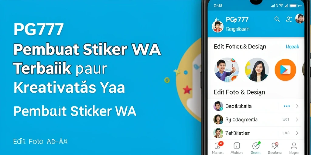 Antarmuka PG777 dengan berbagai pilihan stiker WA yang menarik.