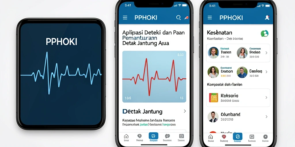Antarmuka aplikasi PPHOKI menampilkan pengukuran detak jantung secara real-time.