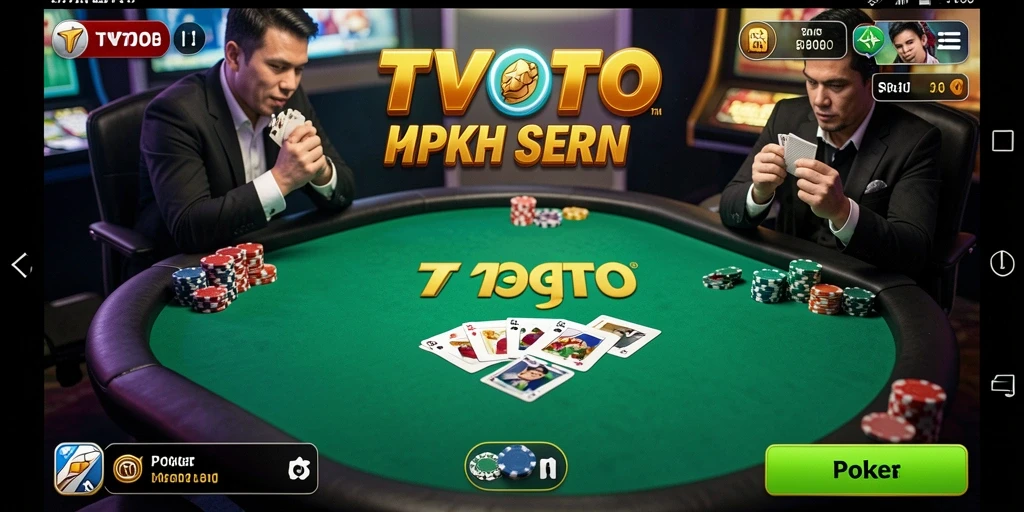 Antarmuka utama TVTOTO yang menampilkan permainan Poker yang dinamis.
